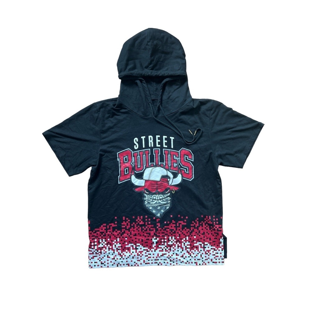 Huge Clothing Company Street‎ Bullies Mens 2XL Black Short Sleeve Hoodie Graphic